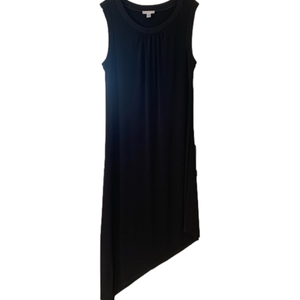 Asymmetrical Sleeveless Long Black Stretchy Dress